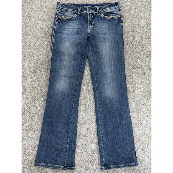 Cowgirl Tuff Denim - Cowgirl Tuff Don't Fence Me In Bootcut Jean Womens 31 Blue Saddle Stitch Western